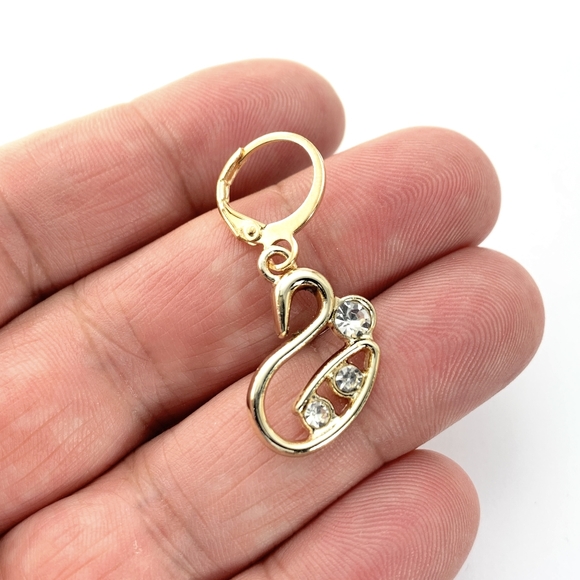 Small Swan Hoop Earrings - Picture 3 of 4